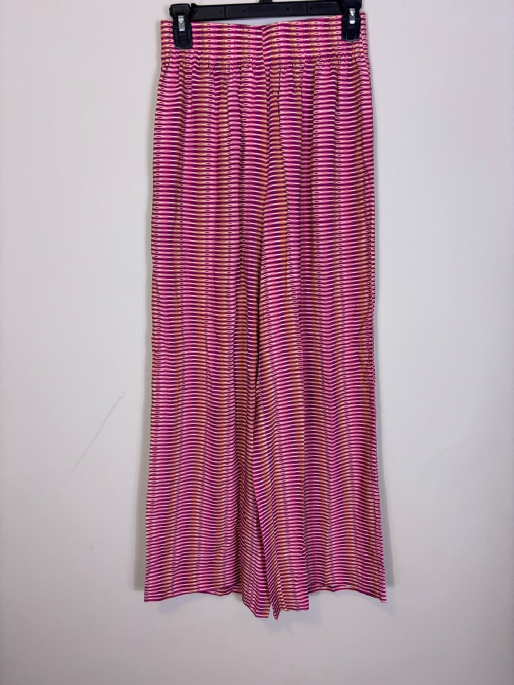 Jets Striped Pink & Orange Striped Wide Leg Flowy Pants with Elastic Waist XS